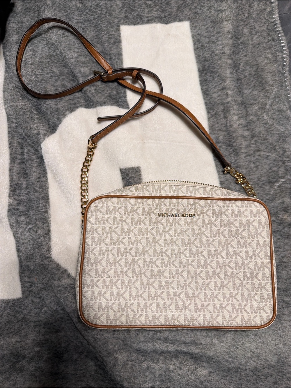 Michael Kors Beige Signature Crossbody Bag